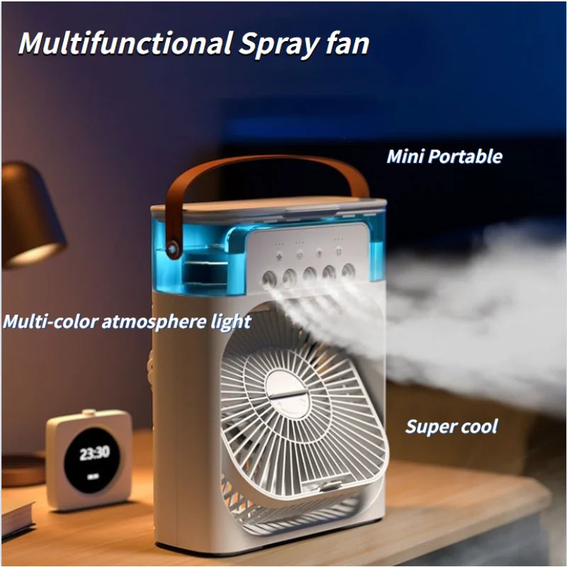Air Cooler Fan USB Mini AC Humidifier 3 Speed Modes Portable With LED Lights